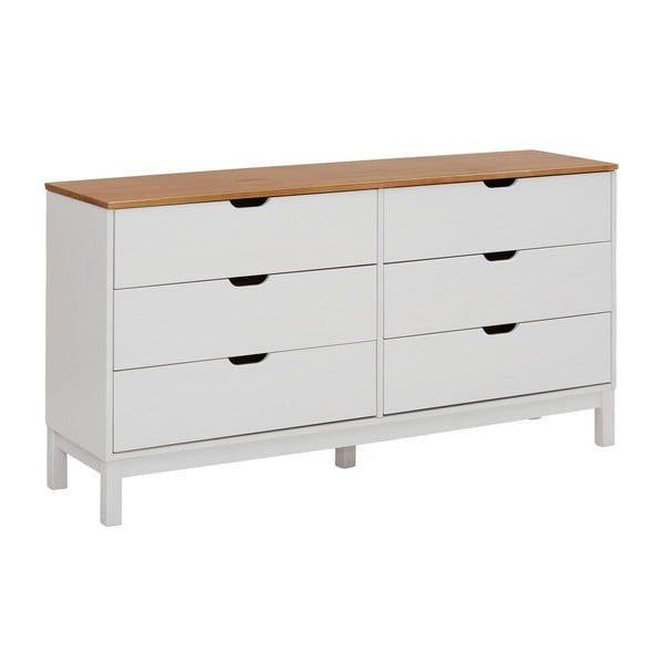 Fehér borovi fenyő alacsony komód 150x75 cm Post – Støraa-image-2