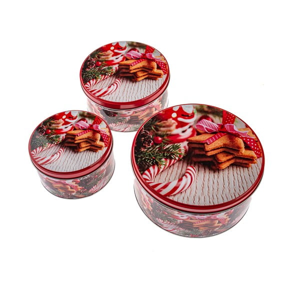 Fém aprósütemény tartó doboz szett 3 db-os Christmas – Dakls
