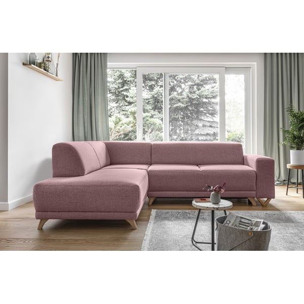 Rózsaszín kinyitható-tárolóhelyes sarokkanapé (bal oldali-L alakú) Classy Sophie – Miuform-image-1