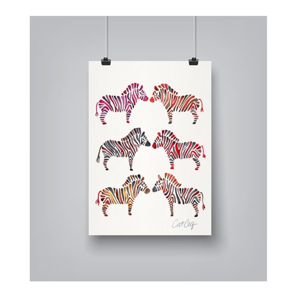 Rainbow Zebras by Cat Coquillette 30 x 42 cm-es plakát