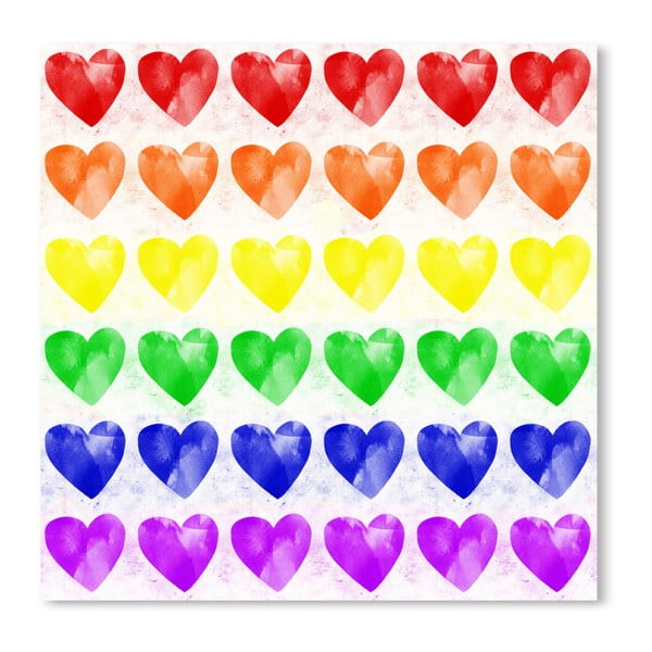 Rainbow Hearts plakát, 30 x 30 cm - Americanflat