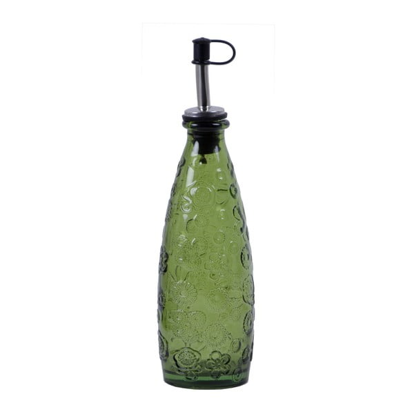 Flora zöld üvegpalack, újrahasznosított üvegből - Ego Dekor
