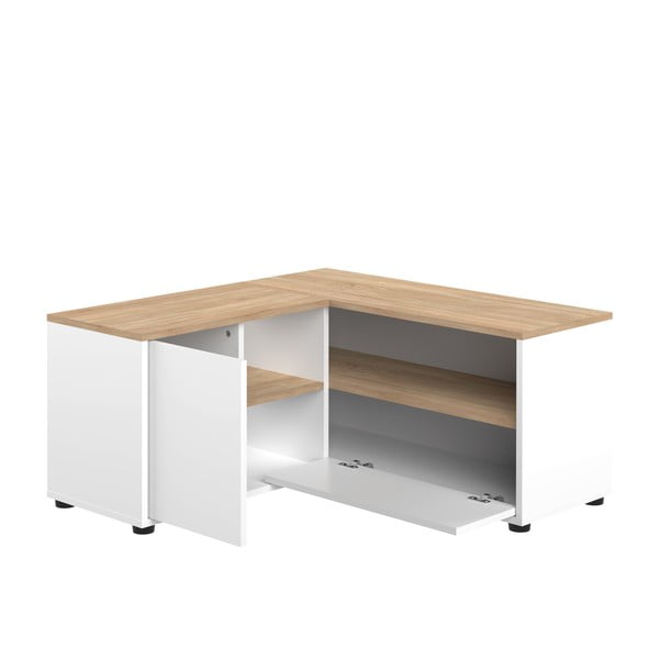 Fehér-natúr színű TV-állvány tölgyfa dekorral 90x45 cm Angle – TemaHome-image-2