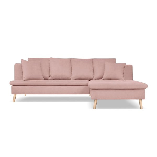 Newport púderrózsaszín 4 személyes kanapé, jobb oldali fekvőfotellel - Cosmopolitan design