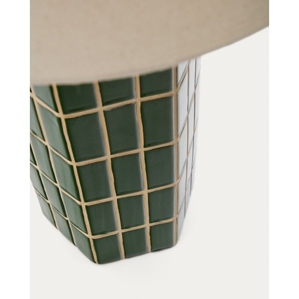 Zöld-krémszínű asztali lámpa textil búrával (magasság 61,5 cm) Rue – Kave Home-image-4