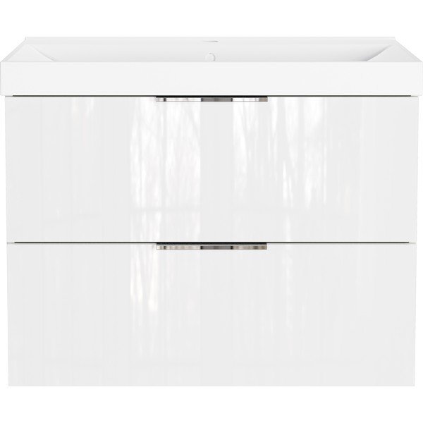 Fehér fényes fali mosdó alatti szekrény 81x65 cm Celano – Germania-image-3