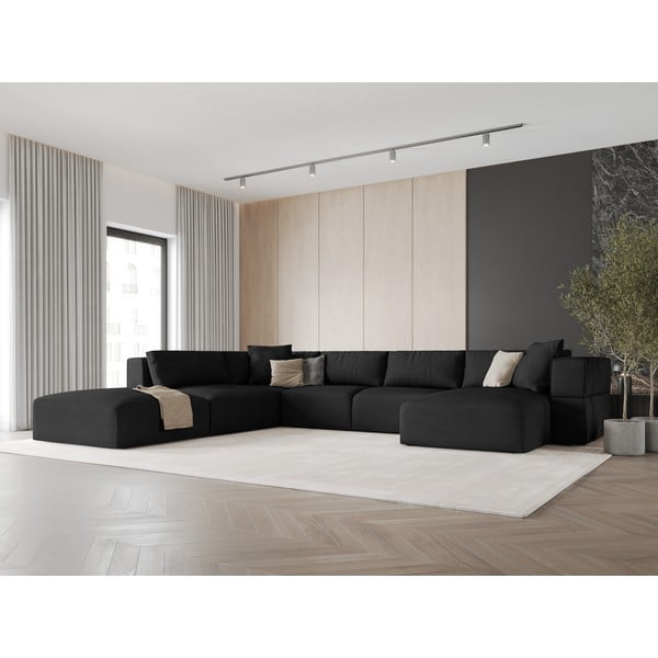 Fekete sarokkanapé (bal oldali-"U" alakú) Esther – Milo Casa-image-1