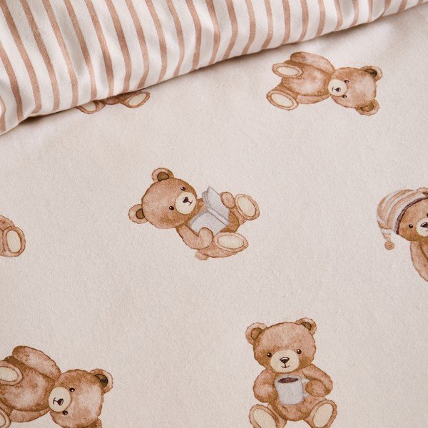 Krémszínű gumis egyszemélyes flanel gyerek lepedő 70x140 cm Brushed Teddy Bear – Catherine Lansfield-image-2