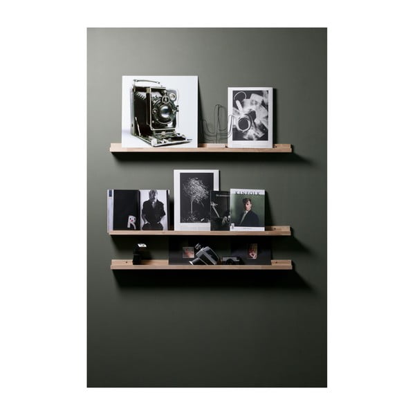 Natúr színű tölgyfa fali polc képekhez 120 cm Studio – WOOOD-image-3
