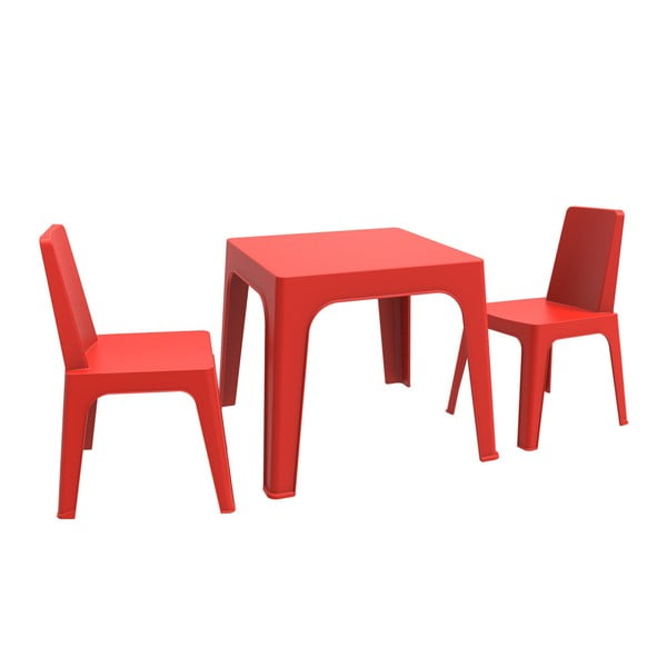 Julieta piros gyerek kerti garnitúra, 1 asztal és 2 szék - Resol