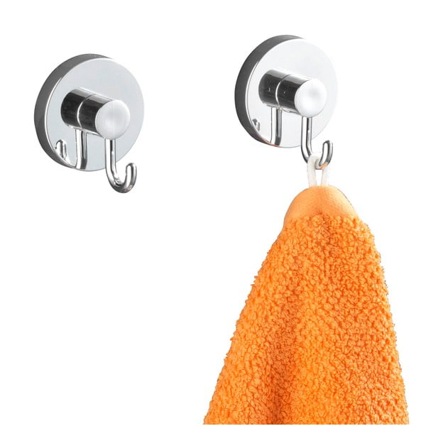 Fényes ezüstszínű öntapadós műanyag akasztó szett 2 db-os Vacuum-Loc – Wenko-image-4