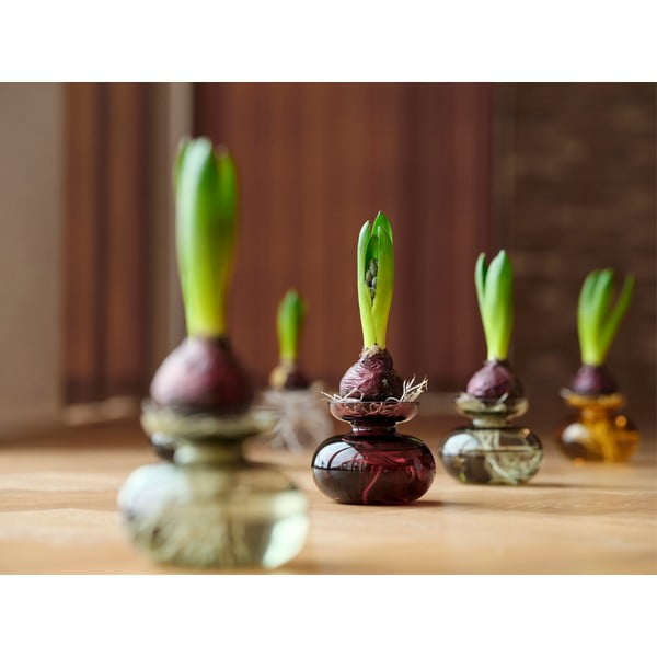 Világosszürke kézzel készített üveg váza (magasság 9 cm) Inu – Zone-image-3