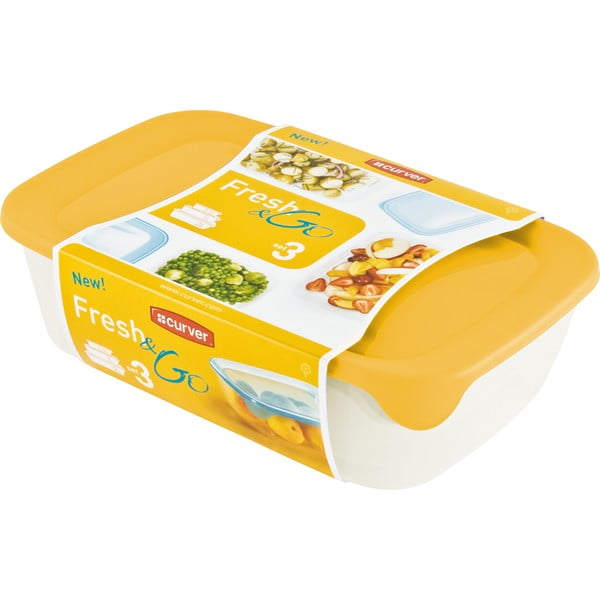 Fresh&Go 3 db-os sárga élelmiszertartó doboz szett - Curver