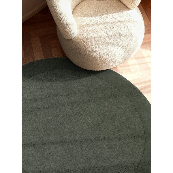 Sötétzöld kézi szövésű gyapjúkeverék kerek szőnyeg ø 150 cm Kivi – Villeroy&Boch-image-2