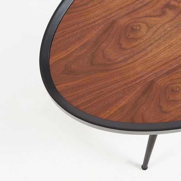 Kamelia fekete dohányzóasztal diófa dekoros asztallappal - Kave Home-image-4