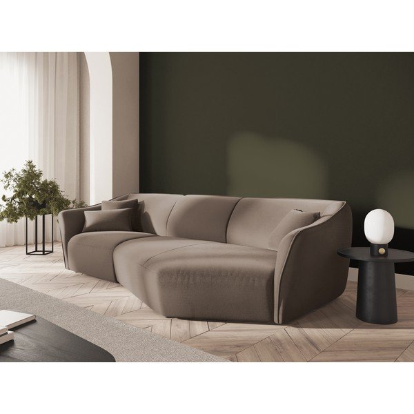 Barna bársony sarokkanapé Tokyo – Cosmopolitan Design-image-1