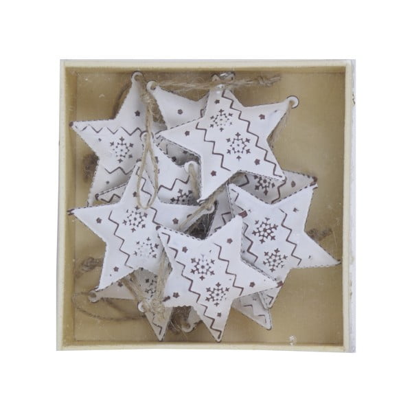 Christmas Box 10 db-os fehér csillag formájú karácsonyfadísz szett fémből - Ego Dekor