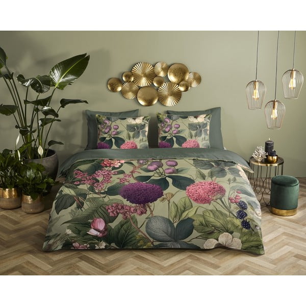 Khaki egyszemélyes-hosszabbított pamut-szatén ágyneműhuzat 140x220 cm Onaz – Descanso-image-1