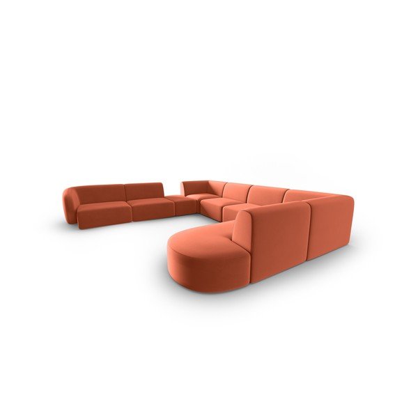 Rózsaszín bársony sarokkanapé (bal oldali-U alakú) Paolo – Milo Casa-image-2