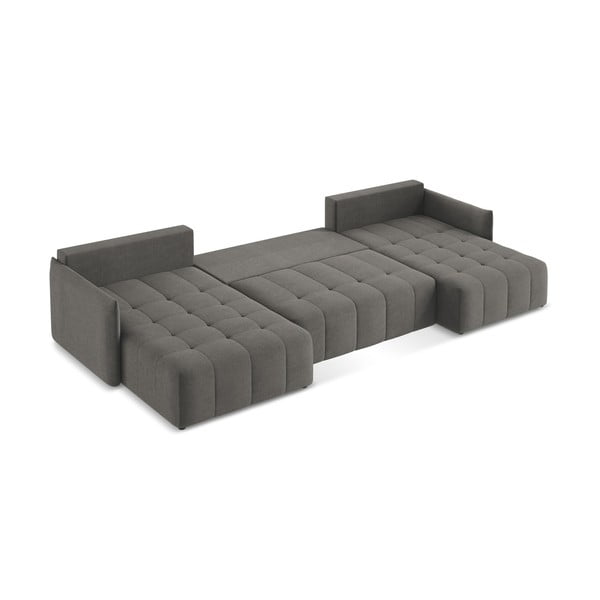 Sötétszürke kinyitható-tárolóhelyes (U alakú) sarokkanapé Moku – Makamii-image-4
