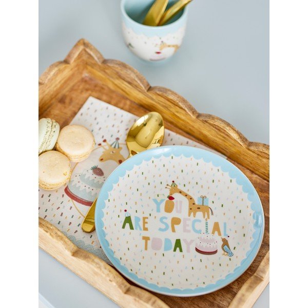 Világoskék-krémszínű kőedény gyerek tányér ø 16 cm Celebrate – Bloomingville Mini-image-2