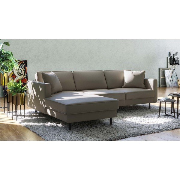 Világosbarna bőr sarokkanapé (bal oldali) Kobo – MESONICA-image-1