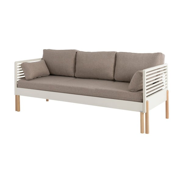 Lennu fehér kinyitható kanapé tömör nyírfából, 80 x 210 cm - Kiteen