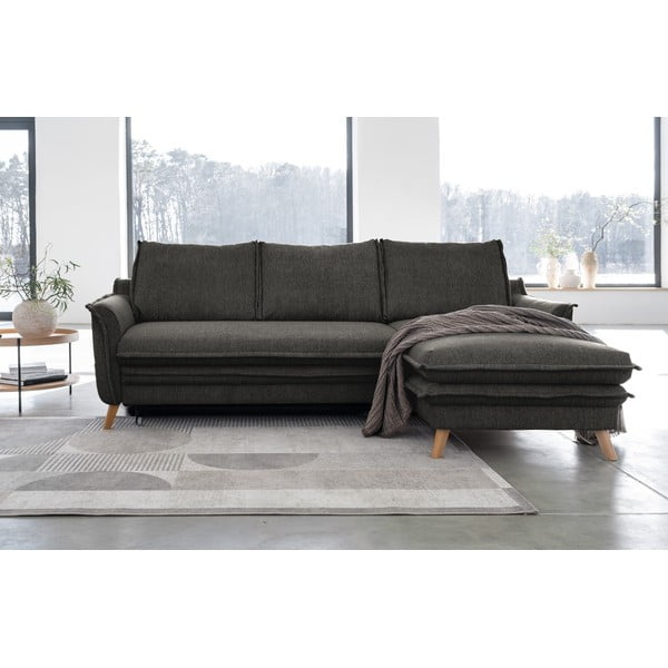 Sötétszürke kinyitható sarokkanapé (jobb oldali) Charming Charlie – Miuform-image-1