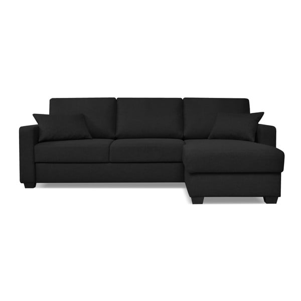 Milano fekete kinyitható kanapé fekvőfotellel - Cosmopolitan design