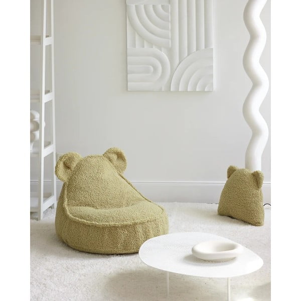 Zöld buklé párna gyerek kanapéhoz Bear – Wigiwama-image-3