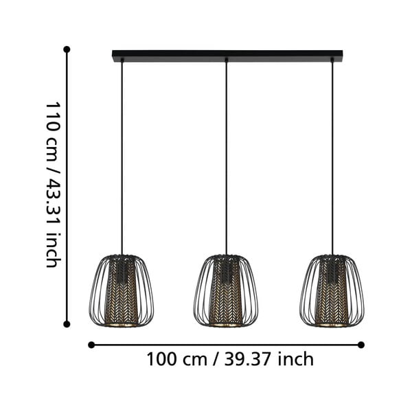 Fekete függőlámpa fém búrával-textil búrával CURASAO – EGLO-image-1