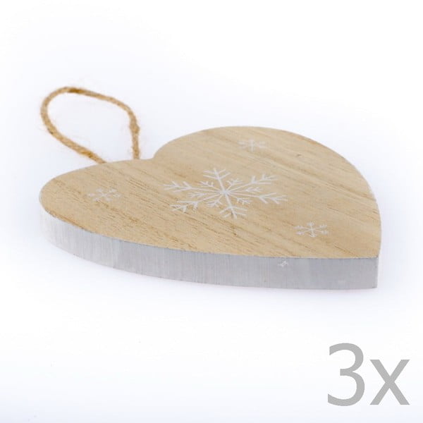 Snowflake fából készült felakasztható szív, magasság 11 cm - Dakls