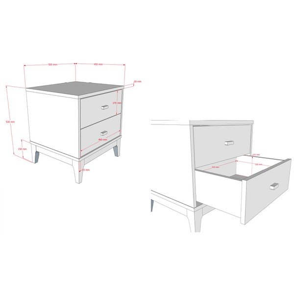 Sötét natúr színű éjjeliszekrény diófa dekorral Ilyas – Vipack-image-2
