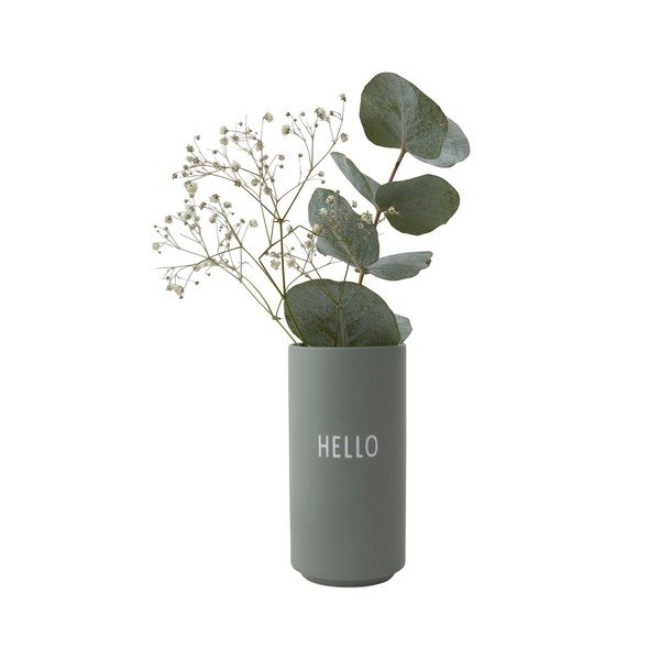 Hello zöld porcelánváza, magasság 11 cm - Design Letters-image-2