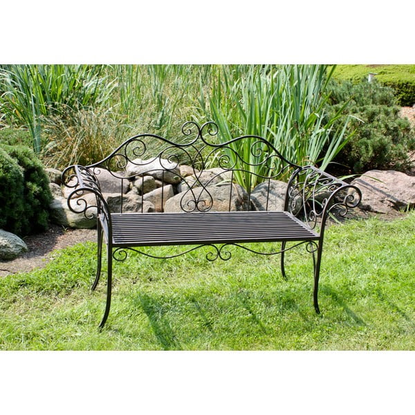 Fekete-sötétbarna fém kerti pad Selene – Garden Pleasure-image-2