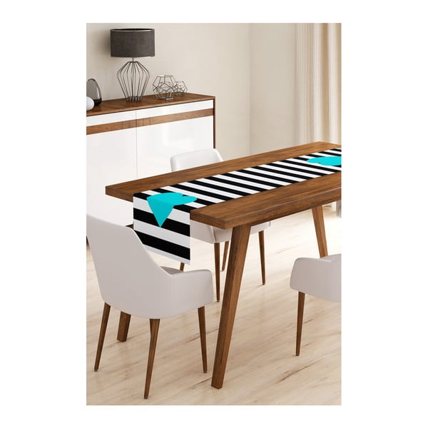 Stripes with Blue Heart mikroszálas asztali futó, 45 x 145 cm - Minimalist Cushion Covers