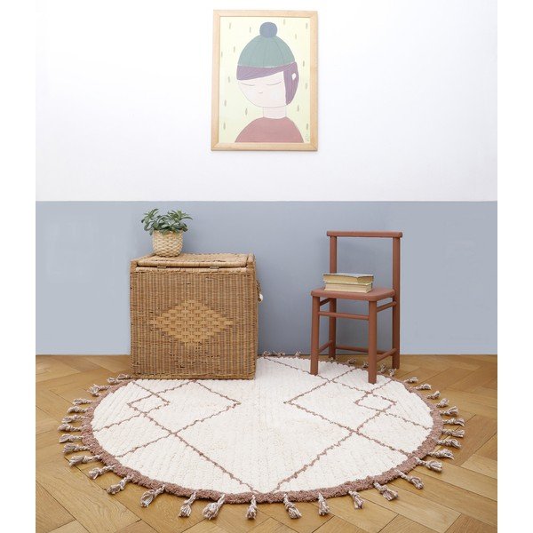 Come fehér-barna pamut kézzel készített szőnyeg, ø 120 cm - Nattiot-image-2