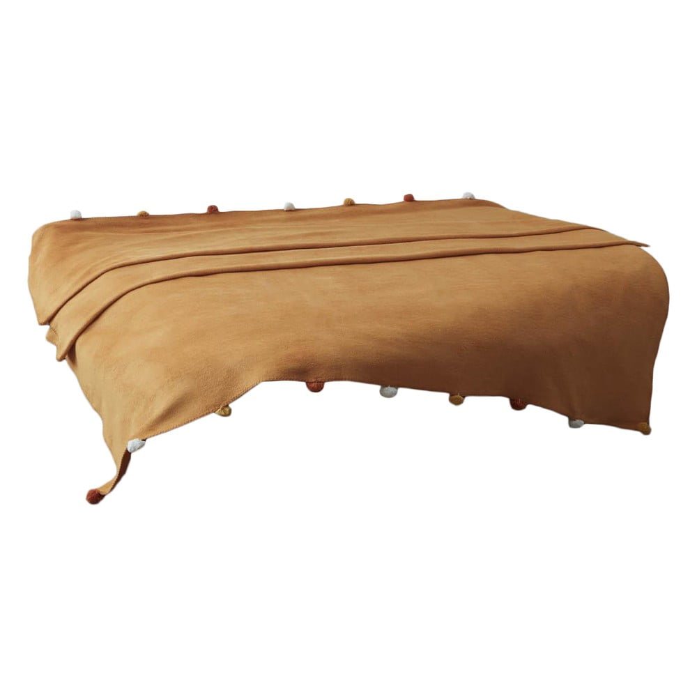 Mustársárga fleece ágytakaró 150x200 cm Pom Pom  Mijolnir