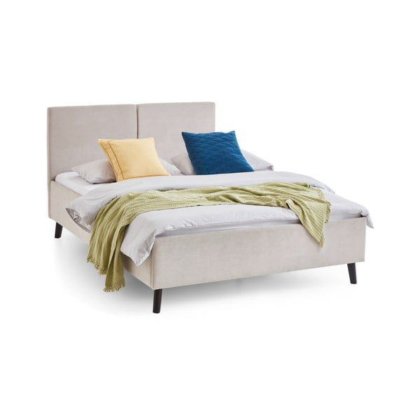 Bézs kárpitozott franciaágy ágyráccsal 140x200 cm Piano – Meise Möbel-image-3