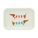 Krémszínű fa gyermek tálca 20x28 cm Sausage dog – Rex London
