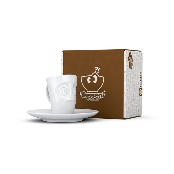 Fehér 'csalódott' porcelán csésze és alátét, 80 ml - 58products-image-3