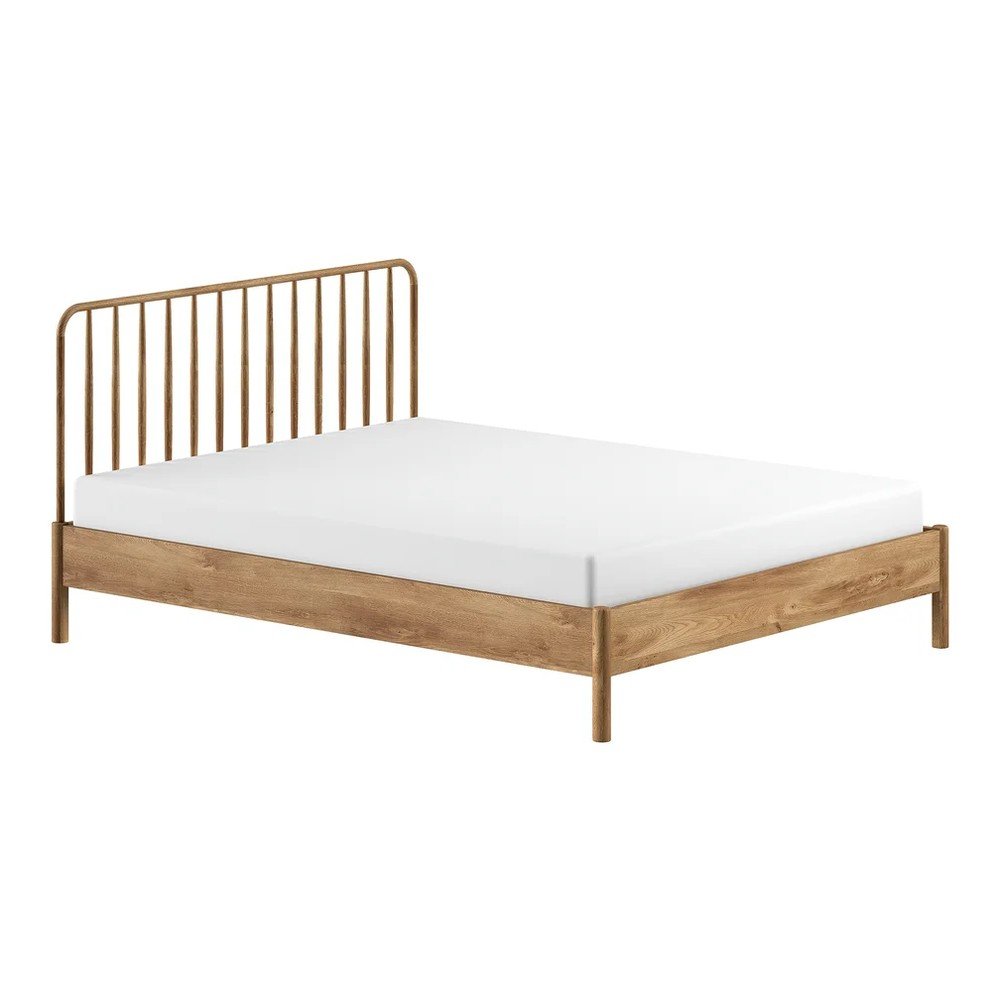 Natúr színű tölgyfa franciaágy ágyrács nélkül 180x200 cm Olive Spindle Vipack