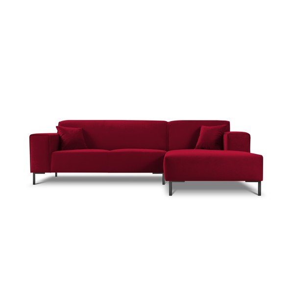Siena piros bársony sarokkanapé, jobb oldali - Cosmopolitan Design-image-3