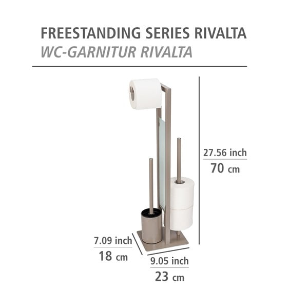 Rivalta világosbarna wc-papír tartó állvány kefével - Wenko-image-4