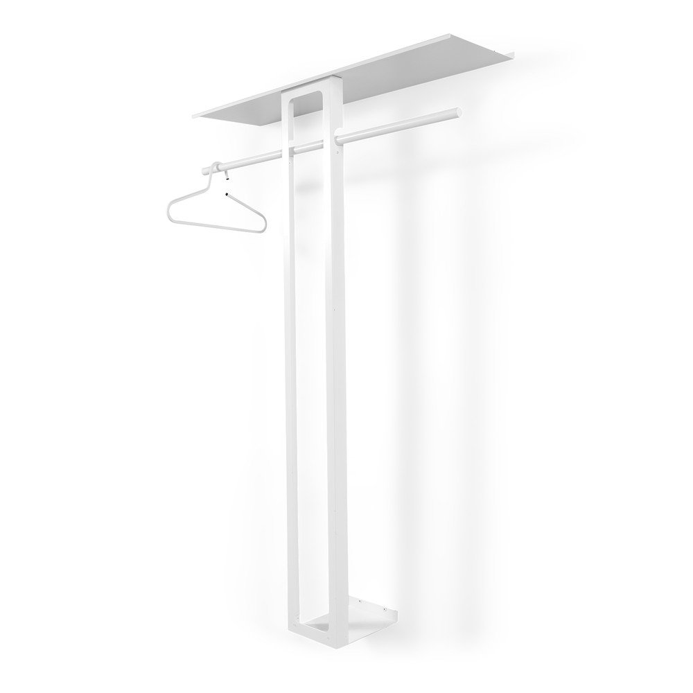 Fehér acél fali fogas polccal 100 cm Luno Large  Spinder Design