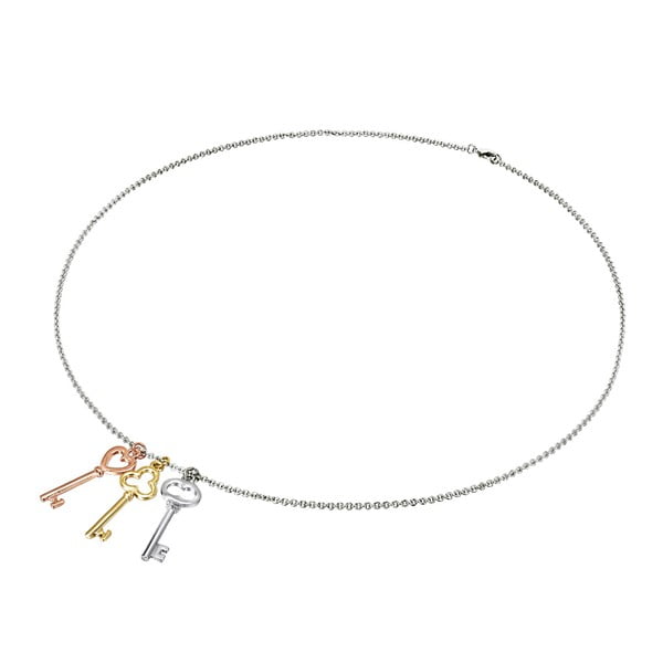 Key nyaklánc ezüstszínű, aranyszínű és rózsaszínarany színű medállal - Tassioni