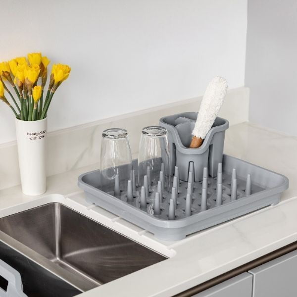 Szürke műanyag edényszárító 38x33,5 cm Eco Range – Addis-image-1
