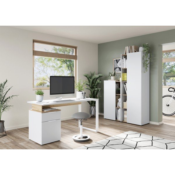 Íróasztal fehér asztallappal 61x140 cm Hasselt – Germania-image-1