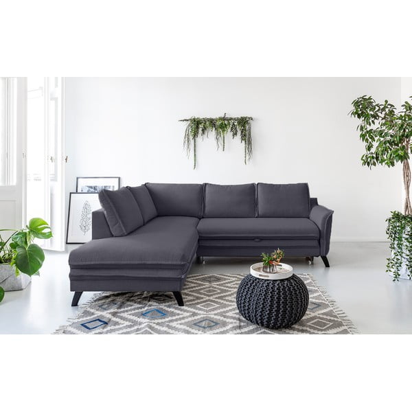 Charming Charlie L antracit kinyitható sarokkanapé, bal oldali - Miuform-image-1