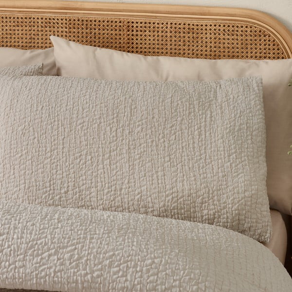 Világosbarna egyszemélyes krepp ágyneműhuzat 135x200 cm Crinkle Seersucker – Catherine Lansfield-image-2